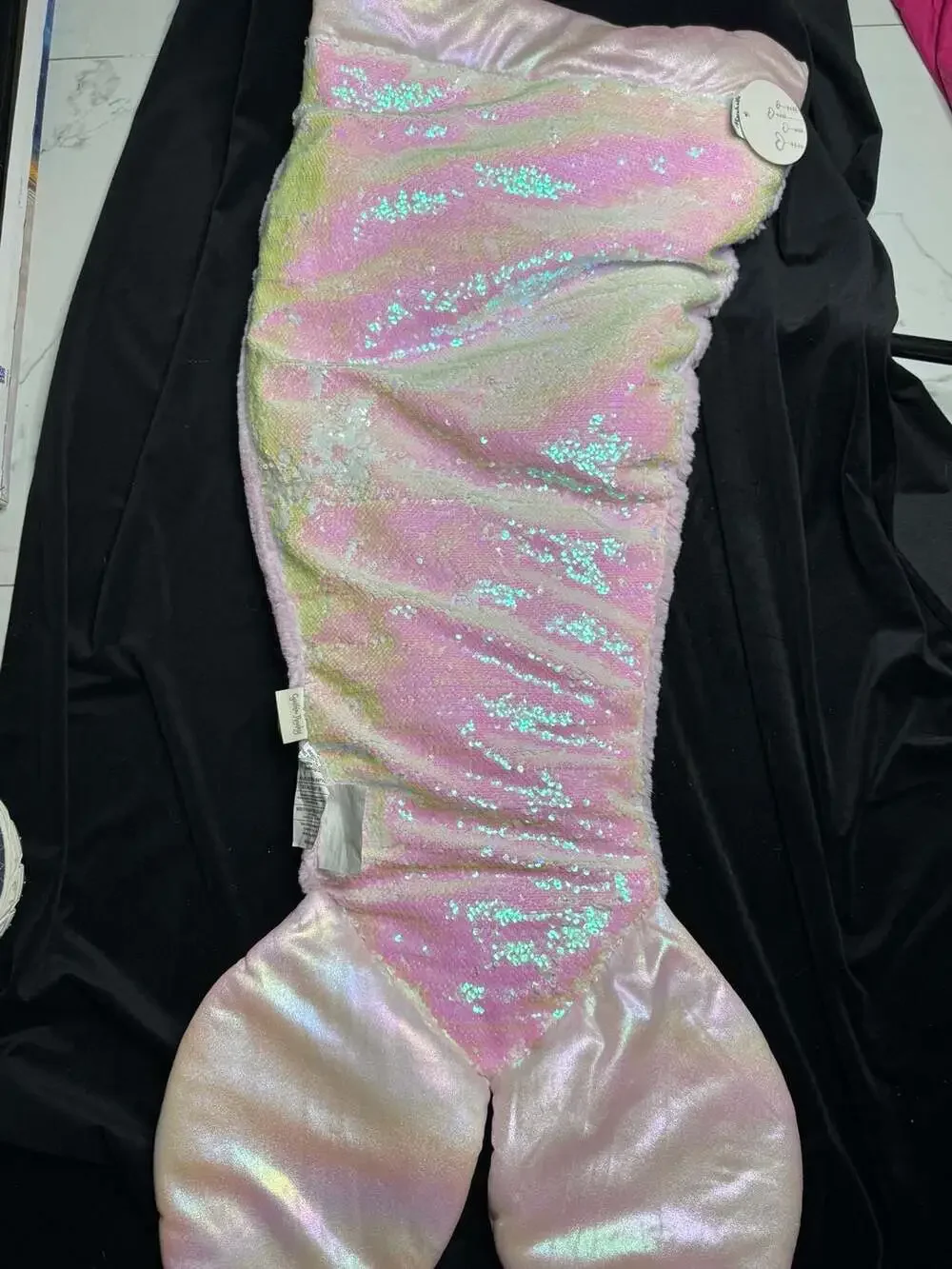 Iridescent Pastel Sequin Mermaid Tail Snuggle Blanket